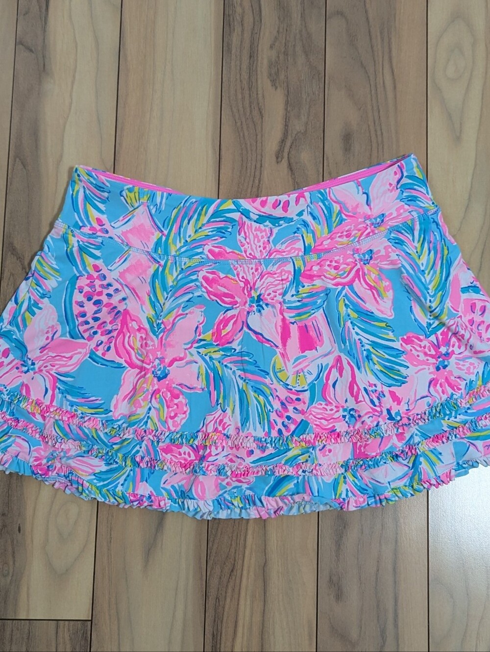 EUC! Lilly Pulitzer Luxletic Fionna Skort Blue Ibiza Gimme The Juice Size L